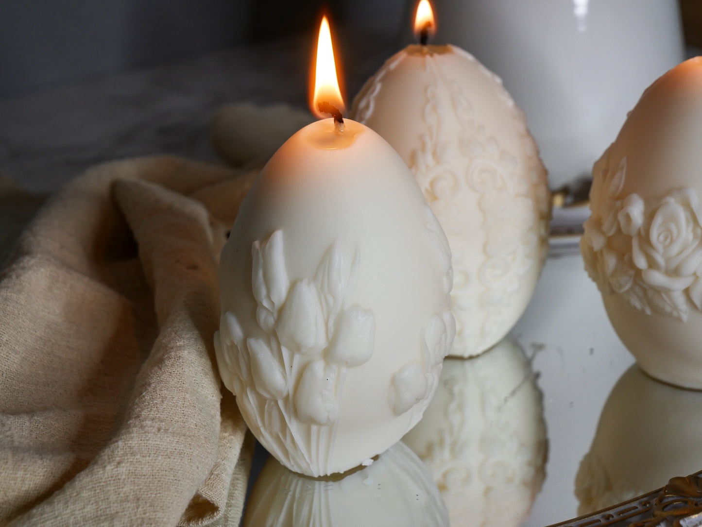 FLORAL EASTER EGG CANDLES