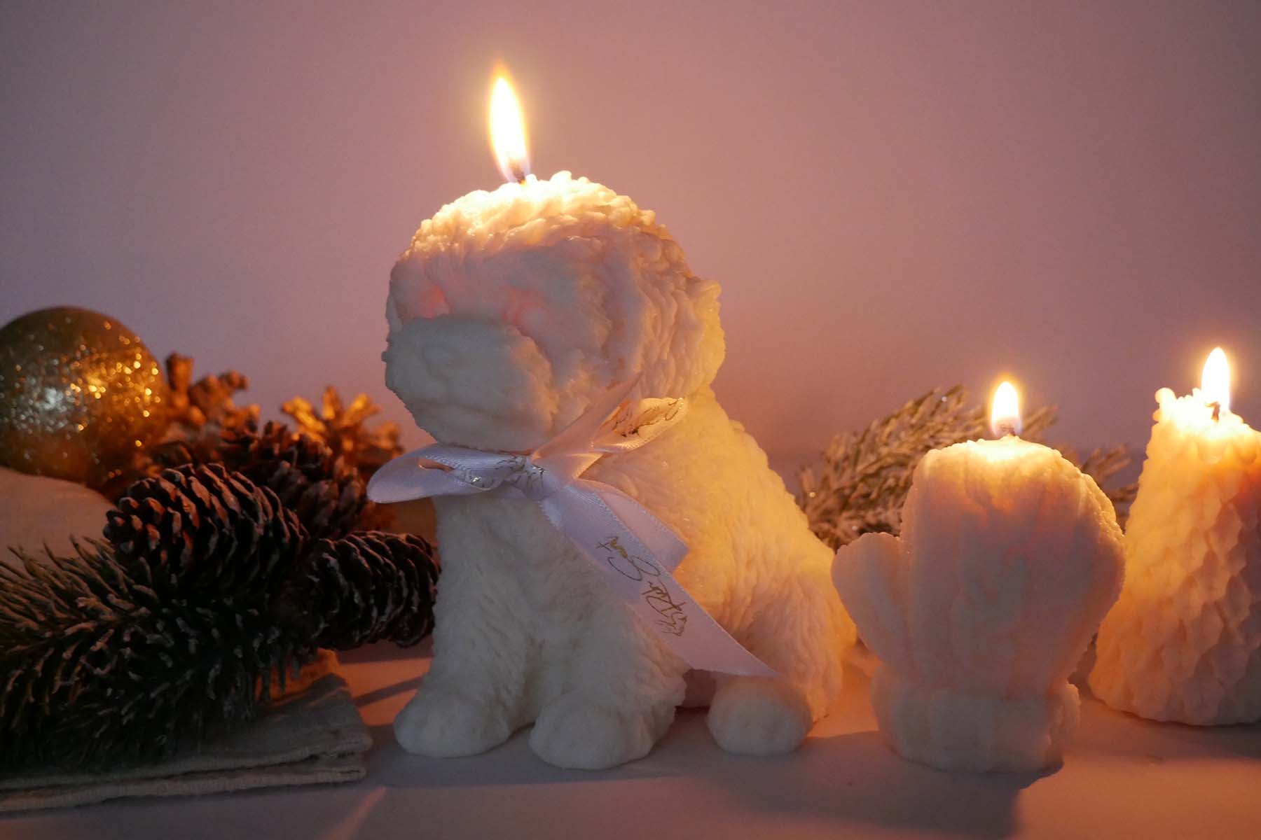 puppy candle;malteser;rapswachs;veganekerze;